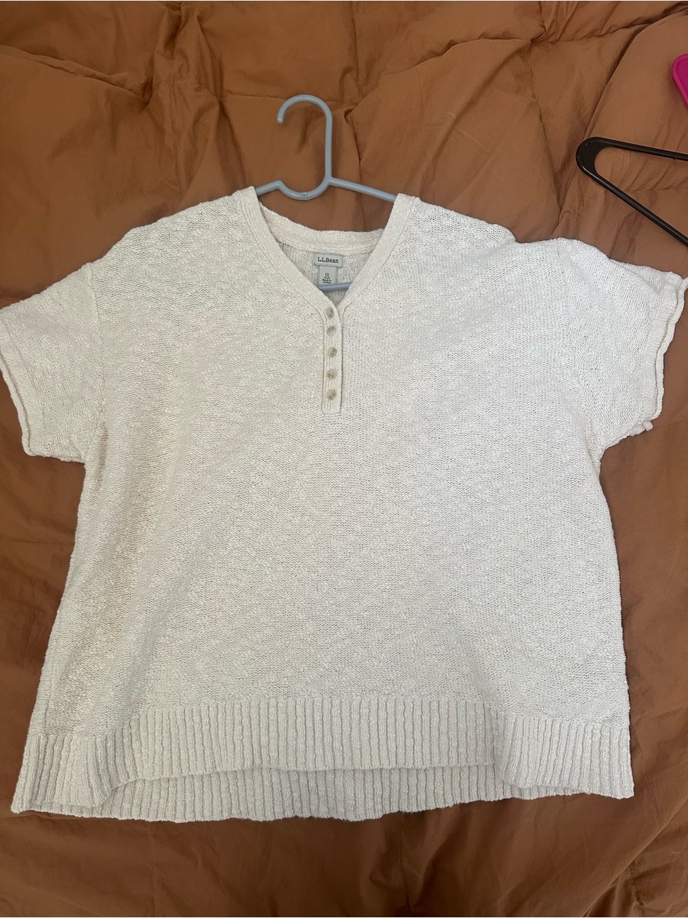 Y2K L.L. Bean 100% Cotton Cream Short Sleeve Top 1X Cottagecore